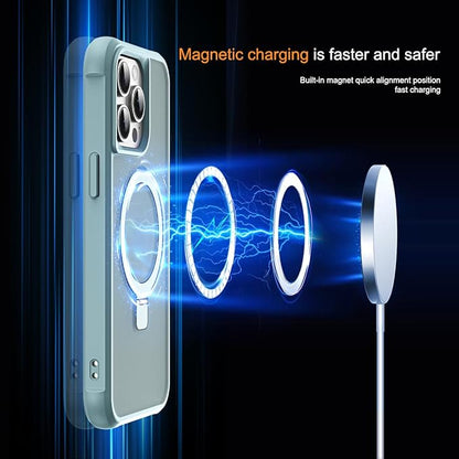 Compatible with iPhone 15 Pro Max Case with Invisible Magnetic O-Ring Stand Military-Grade Translucent Case for iPhone 15 ProMax 6.7" [Compatible with Mag-Safe][Great Grip Feeling], Blue