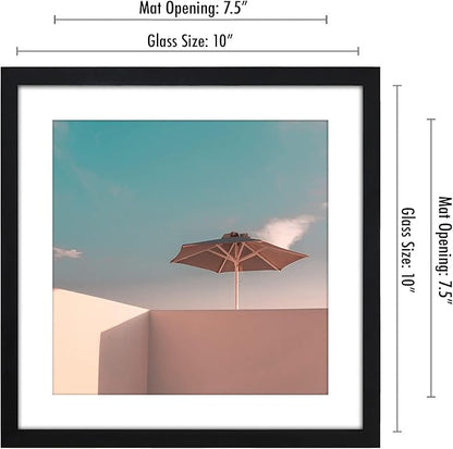 Americanflat 10x10 Picture Frame with Shatter-Resistant Glass - Use as 8x8 Frame with Mat or Display 10x10 Photo Without Mat - Streamline Collection - Square Frames for Tabletop or Wall - Black