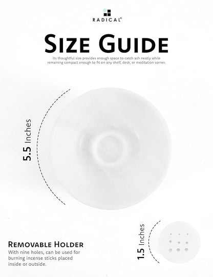 Radicaln Marble Incense Holder 5.5" Inches Handmade White Marbles Ashtray for Home Décor, Ideal Incense Stick Holder, Palo Santo Holder & Incense Holder Marble for Living Room