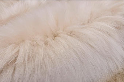 HUAHOO Premium Genuine Sheepskin Rug Real Australia Sheepskin Natural Luxury Fluffy Lambskin Fur Area Rug Seat Covers for Kids Bedroom Sofa Chair Cover Pets Dogs Mat Eight Pelt /6.2' x 7' Linen