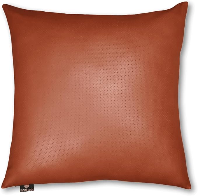 LL LEATHER LOVERS Genuine Lambskin Leather Pillow Cover, 14x14 Inch Case for Lumbar Throw Couch Pillows, Thick & Soft Cushion Covers for Sofa Bed Home Décor (Textured Terracotta Pack of 1)