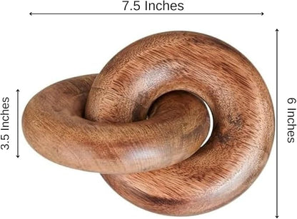 Housewarming Gifts Table Decor 2 Knot Coffee Table Decor Home Console Decor Items Book Shelf Decor Accents Living Room Wood Knot Decor Chain Link Wedding, (Burnt Wood)