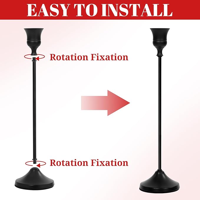 Candlestick Holders 15 PCS, Metal Taper Candle Holder, Matte Black Candle Holders for Pillar Candles, Vintage Dining Table Centerpiece Decorations for Wedding Party Christmas Halloween Decor
