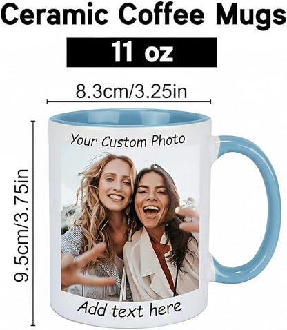 G9W168 Custom Coffee Mug, Customizable Coffee Cups with Pictures Personalized Ceramic Mug for Gifts Novelty Personalized Mugs for Friends (Sky Blue)
