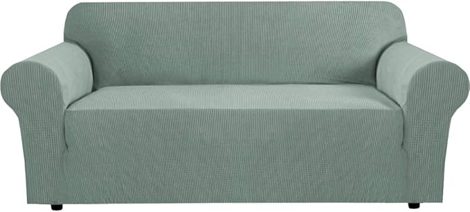 H.VERSAILTEX Stretch Sofa Covers for 3 Cushion Couch Covers Sofa Slipcovers for Living Room Feature Thick Checked Fabric with Elastic Bottom, Sofa Large - Sage