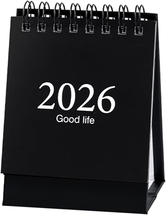 2026 Mini Desk Calendar Monthly Simple Style Flip Standing Calendar 3.9" x 3" - Black (Jan. 2026 to Jul. 2027)