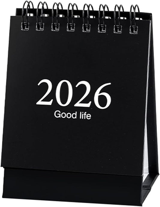 2026 Mini Desk Calendar Monthly Simple Style Flip Standing Calendar 3.9" x 3" - Black (Jan. 2026 to Jul. 2027)