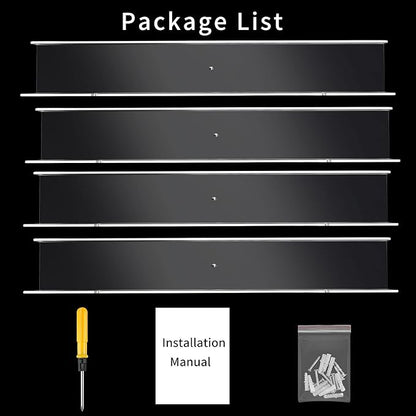 Febwind 4 Pack 24-Inch Long Clear Acrylic Floating Shelves U Shape Wall Shelf for Book Display Makeup Product Spice Organizer