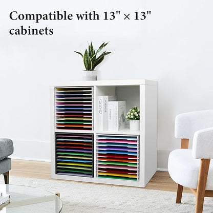 SANFURNEY Scrapbook Paper Organizer for Sizes 12" x 12", 12 Slots File Sorter Storage, Document Holder, Desktop Scrapbook Paper Organizer Rack for Home Office School (White, 12 Slots - Standard Size)