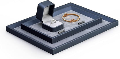Oirlv Premium Leather Flat Jewelry Tray Jewelry Display Organizer Valet Tray for Nightstand or Dresser Organizer(Medium)