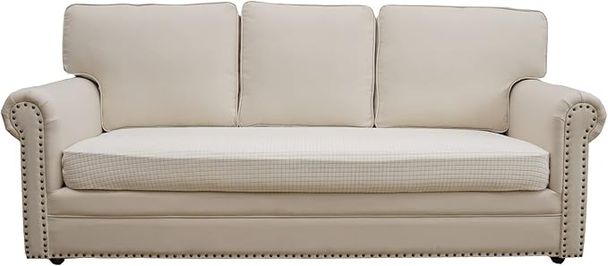Eismodra Couch Covers for 3 Cushion Couch Sofa Magic Stretch Sofa Slipcover for Dogs Pet L Shape 2 Seat Replacement Furniture Protector,Cream White Length 65-78 inches(Only 1 Piece)