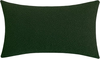 Jeneoo Hunter Green Decorative Long Lumbar Thick Throw Pillow Covers Fine Textured Boucle Couch Cushion Cases for Sofa Decor, Set of 1, 14 x 36 Inch