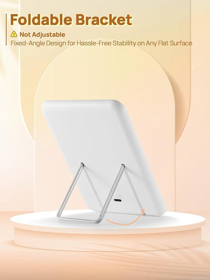 OMIRO Lighted Travel Makeup Mirror, 8 x 5 inches Desk Mirror with Foldable Stand and 3 Lighting Modes for Shaving and Travelling, White