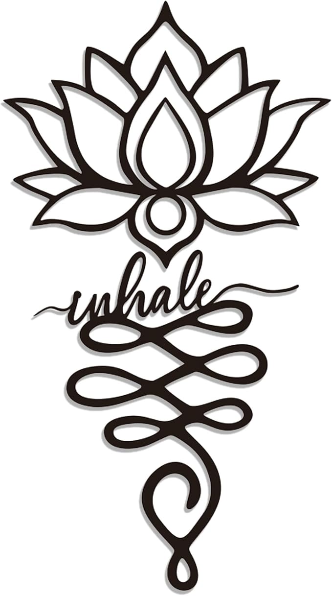 Xedatric Lotus Wall Decor Twin Piece Metal Wall Sculpture for Yoga Decor, Home & Office - Elegant Lotus Decor, Rustic Matte Black Finish