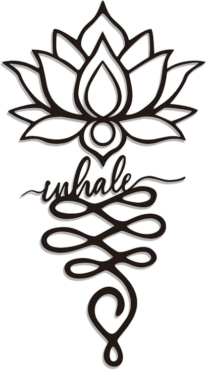 Xedatric Lotus Wall Decor Twin Piece Metal Wall Sculpture for Yoga Decor, Home & Office - Elegant Lotus Decor, Rustic Matte Black Finish