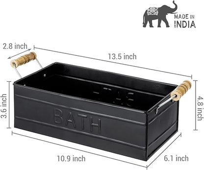 MyGift Back of Toilet Basket – Vintage Bronze Metal Bathroom Basket for Organizing Bath Decor & Accessories