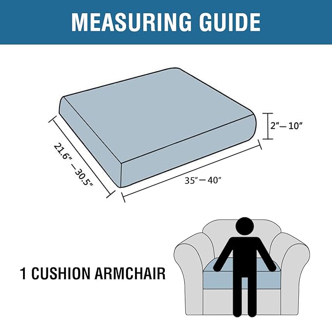 H.VERSAILTEX Super Stretch Individual Seat Cushion Covers Sofa Covers Couch Cushion Covers Slipcover Sets Thick Jacquard Textured Twill Fabric (1 Piece Chair Cushion Cover, Sand)