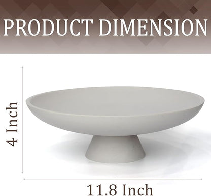 Modern Resin Pedestal Decorative Bowl, Large Fruit Bowl for Kitchen Counter, Stylish Key Bowl for Entryway Table, Grey