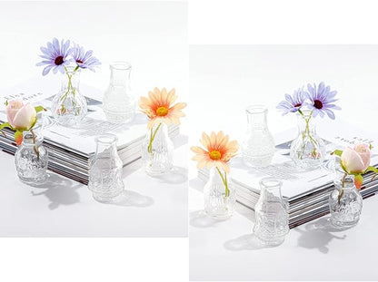 Glass Bud Vase Clear - Mini Vases 10Pcs/Set Bud Vases for Flowers Cute Clear Vintage Small Glass Vases Bud vases in Bulk for Decor, Home Table Centerpieces, Dinning, Wedding