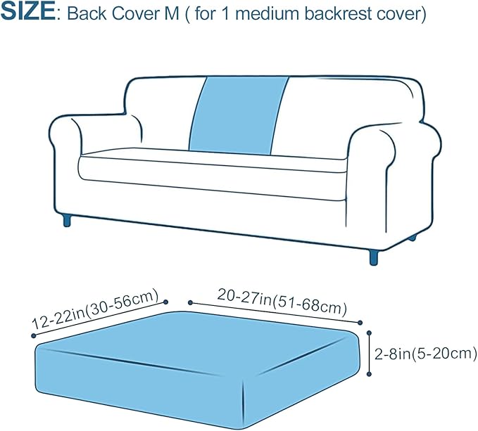 Smiry Printed Couch Cushion Covers, Stretch Soft Couch Covers for Sofa, Washable Non-Slip Sofa Slipcover Furniture Protector for Indoor and Outdoor (Backrest M, Light Green)