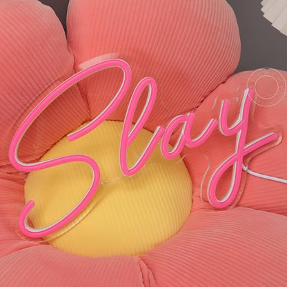 SYLHOME Pink Slay LED Neon Light Sign Cool Boys Girls Preppy Bedroom Game Play Room Desk Wall Decor Sign Club Pub Bar Man Cave Game Center Birthday Decoration USB 11.8" X 8"
