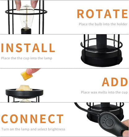 LIFFY Candle Wax Melt Warmer - Wax Warmer Scented, Fragrance Oil Burner, Metal Melter Lamp for Rustic Home Decor Office Bedroom Aromatherapy, Birthday Gifts for Women, Timer & 2 Edison Bulbs