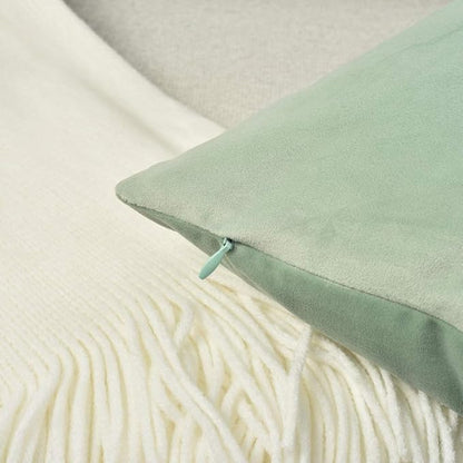 Set of 2 Comfortable Throw Pillow Covers for Bedding, Decorative Accent Cushion Sham Cases for Couch Sofa, Soft Solid Velvet with Zipper Hidden - 18"x18", Turquoise Green