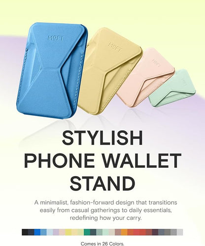 MOFT Magnetic Wallet Stand Compatible with iPhone 17/16/15/14/13/12 Series, Angle Adjustment & Magsafe Compatible MOVAS Phone Stand,Faded Jeans