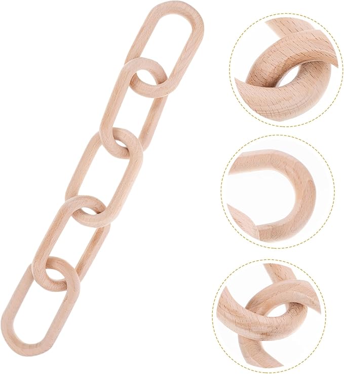 Housoutil Wood Chain Link Decor Minimalist Wooden Chain Decoration for Living Room Dining Table Shelf Ornament Rustic Home Decor Beautiful