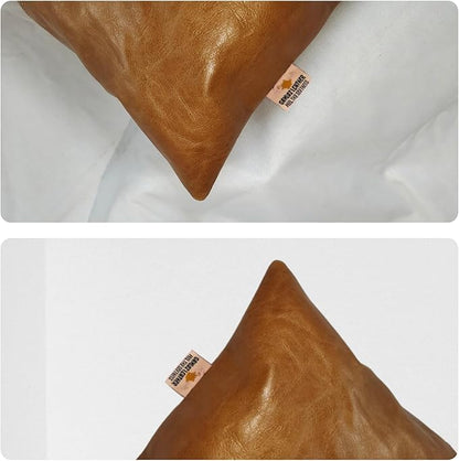 100% Lambskin Leather Pillow Cover - Sofa Cushion Case - Decorative Throw Covers for Living Room & Bedroom, 22x30 Inch - Gold Crunch Plain Pack of 1