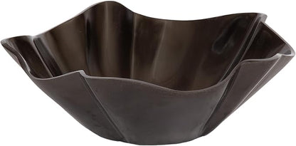 Kate and Laurel Flutte Scalloped Decorative Metal Serving Bowl, 10 x 10 x 3, Black Nickel, Modern Wavy Fruit Bowl for Kitchen Counter or Use as Tabletop Storage for an Entryway Table