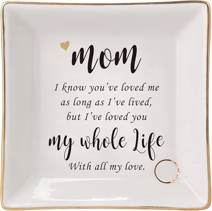 HOME SMILE Ceramic Ring Dish Jewelry Tray for Mom Sister Friends