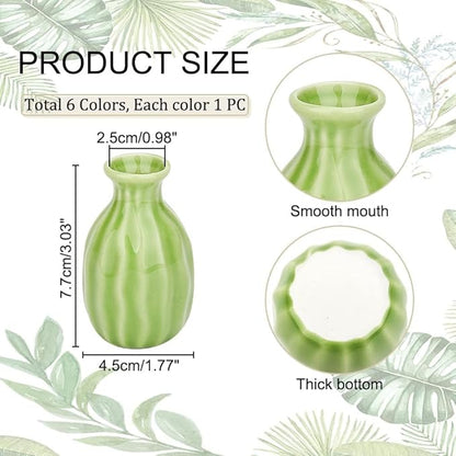 NBEADS 6 Pcs Mini Ceramic Flower Vase, Rustic Decor Vase Modern Farmhouse Multicolored Plain Small Vases for Flowers Small Plants Floral Dining Room Shelf