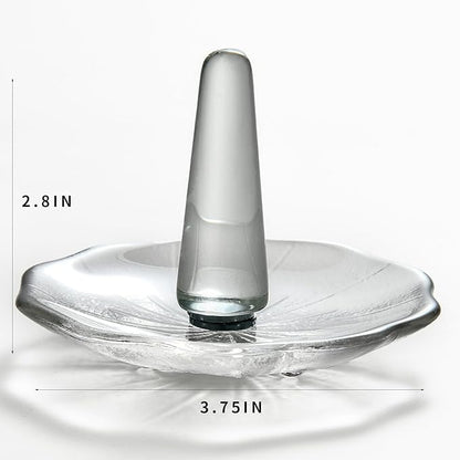 Crystal Ring Holder Decorative Jewelry Tray Valentine Engagement Wedding Birthday Gifts for Women (Round)