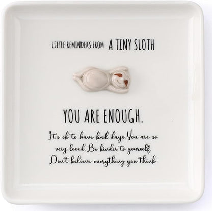 HOME SMILE Sloth Ring Dish Tray-Birthday Gifts for Women Friends Coworker Graduation Retirement Teacher Appreciation Christmas-Be Kinder to Yourself