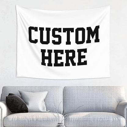 Custom Wall Tapestry Personalized Image Text Custom Tapestry Wedding Funny Backdrop 37''W X 29''L Tapestries, White,Dormitory