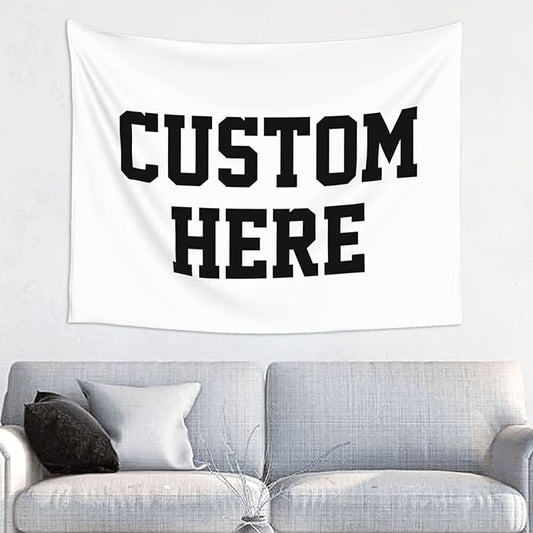 Custom Wall Tapestry Personalized Image Text Custom Tapestry Wedding Funny Backdrop 37''W X 29''L Tapestries, White,Dormitory