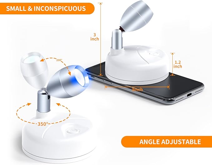 Small Spotlight Battery Operated Spot Lights Indoor Uplighting Picture Mini Accent Light Wireless LED with Remote RGB + W Angle Adjustable w/Timer & Dimmer for Display Art Paintings