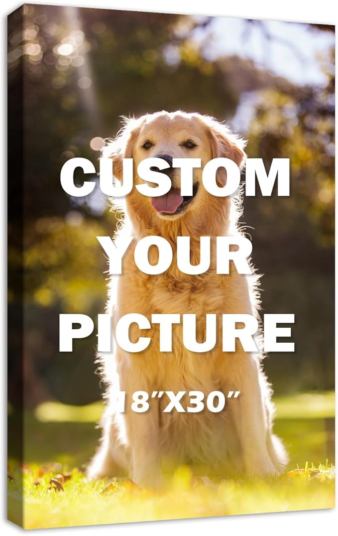 YYYYHPP Canvas Prints with Your Photos, Personalized Photo to Canvas Wall Art,Canvas Printing for Wedding, Family, Baby, Pets, Home Office Decor, Wrapped Frame 18"x30"