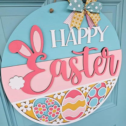 Happy Retro Eggs Door Hanger, Colorful Vintage Egg Entry Decoration, Spring Porch Display, Charming Seasonal Wall Accent, Holiday Design For Front Door Styling Doorsign_281125_SR6_8