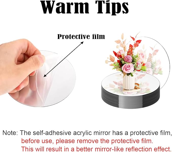 10 Pack Round Mirrors for Centerpieces, 10inch Circle Mirror Centerpieces for Tables, Mirror Tiles for Wall Table Wedding Centerpieces Mirror Plates for Candle Wedding DIY Craft Decorations