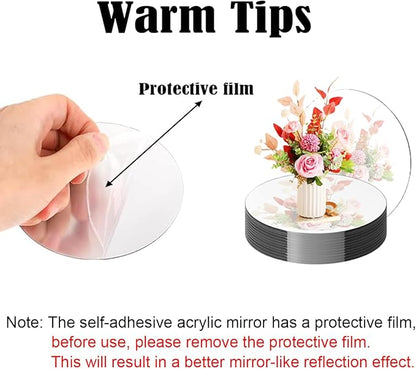 10 Pack Round Mirrors for Centerpieces, 10inch Circle Mirror Centerpieces for Tables, Mirror Tiles for Wall Table Wedding Centerpieces Mirror Plates for Candle Wedding DIY Craft Decorations