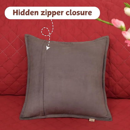 Genuine Suede Leather Pillow Cover, 14x14 Inch Case for Lumbar Throw Couch Pillows, Thick & Soft Cushion Covers for Sofa Bed Home Decor (Suede Grey Box Pack of 1)