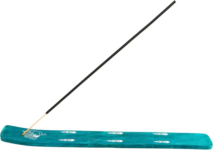 Hosley Set of 6 Wooden Incense Burner Green 10" Long Ideal Gift for Wedding, Aromatherapy, Zen, Spa, Reiki, Meditation