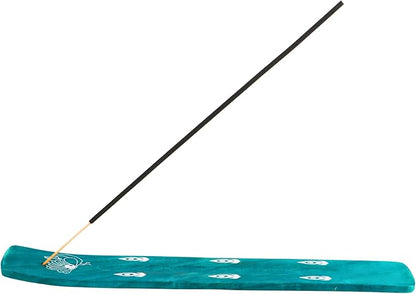 Hosley Wooden Incense Burner 10 Inch - Natural Wood with Green Finish for Home Decor, Room Decor, Kitchen Decor - Ideal Gift for Wedding, Aromatherapy, Zen, Spa, Reiki, Meditation