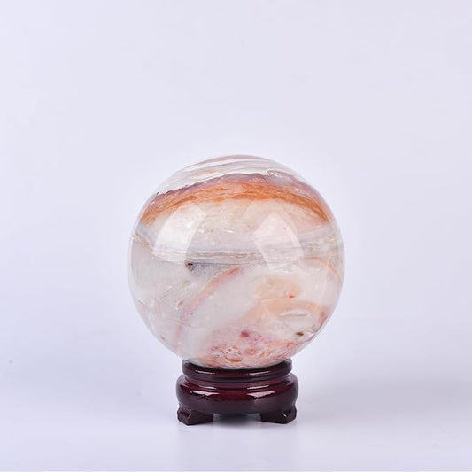 JIC Gem Extra Large Pink Agate Crystal Sphere,Decorative Crystal Ball Pink Gemstone Sphere for Meditation,Office Table Decorations 120-130mm