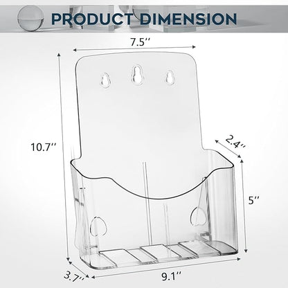 Acrylic Brochure Holder 8.5x11 Inches Slant Back Design, Clear Display Stand, Plastic Table Stand Sign Holder,Pamphlet Holder Flyer Holder, Acrylic Display Stand,for Office, Home, Store, 2 Pack