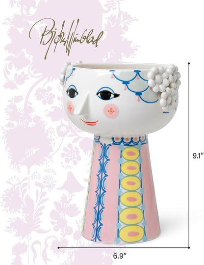 Bjørn Wiinblad Eva Vase – Pink & Blue, 9.1" H | Gift Box Included