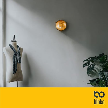 BLINKO Nautical Brass Bulkhead Wall Light,Vintage Retro Wall Sconce,Industrial Lighting Fixtures,Mid Century Modern Decorative,IP 54 Precision Waterproof,Lampshade Only,with Bottom Hole