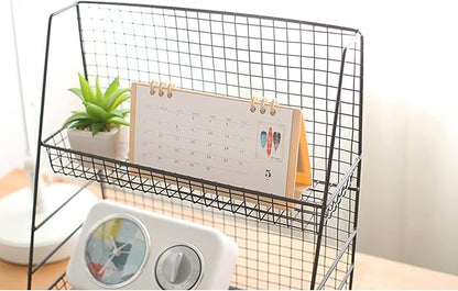 2026 Mini Desk Calendar Desktop Schedule Planner Calendar 6.9" x 3.7" - Khaki (Oct. 2025 to Dec. 2026)